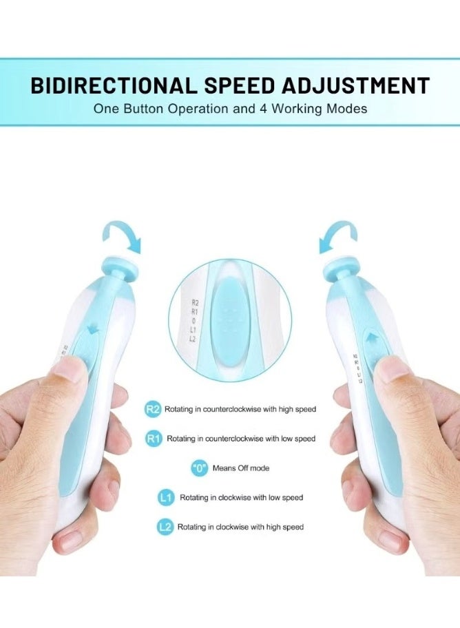 Xpert Baby Nail Trimmer Electric - 6-in-1 Baby Nail Clippers & File Set with LED Light, Portable & Lightweight, Safe for Newborns, Toddlers, Kids, and Adults - Includes 6 Grinding & Polishing Heads - Image 3